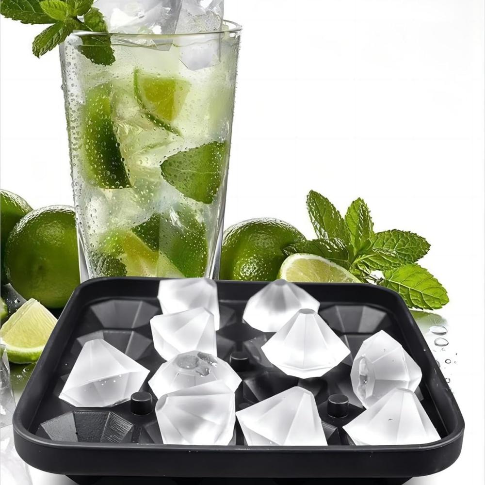 Winzige Diamant-Eisformen Lustige Formen, Silikon Mini Diamantförmige Eiswürfelbehälter 16 Würfel, Leicht zu lösen, BPA-frei und stapelbar,