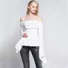 Top da Donna Senso Femminile Maniche a Campana Gotico Volant Scollo a Barca Top Blusa