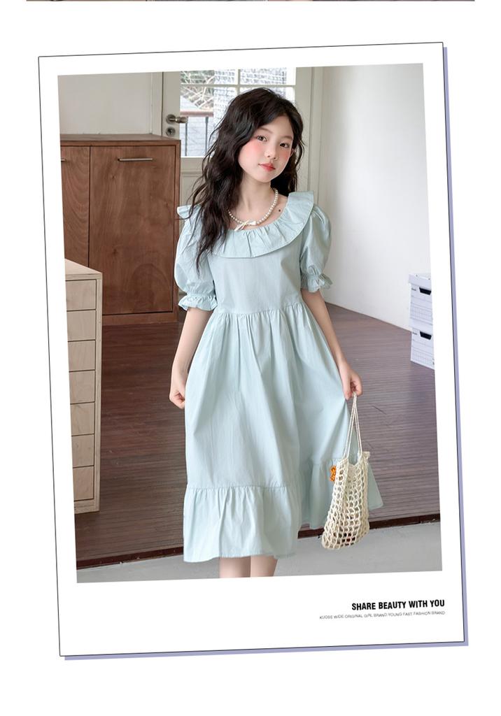 Girls' Summer Dress 2026 New Fashionable Summer Dress Doll Collar Princess Dress Junior High School Girls Fashion Dress