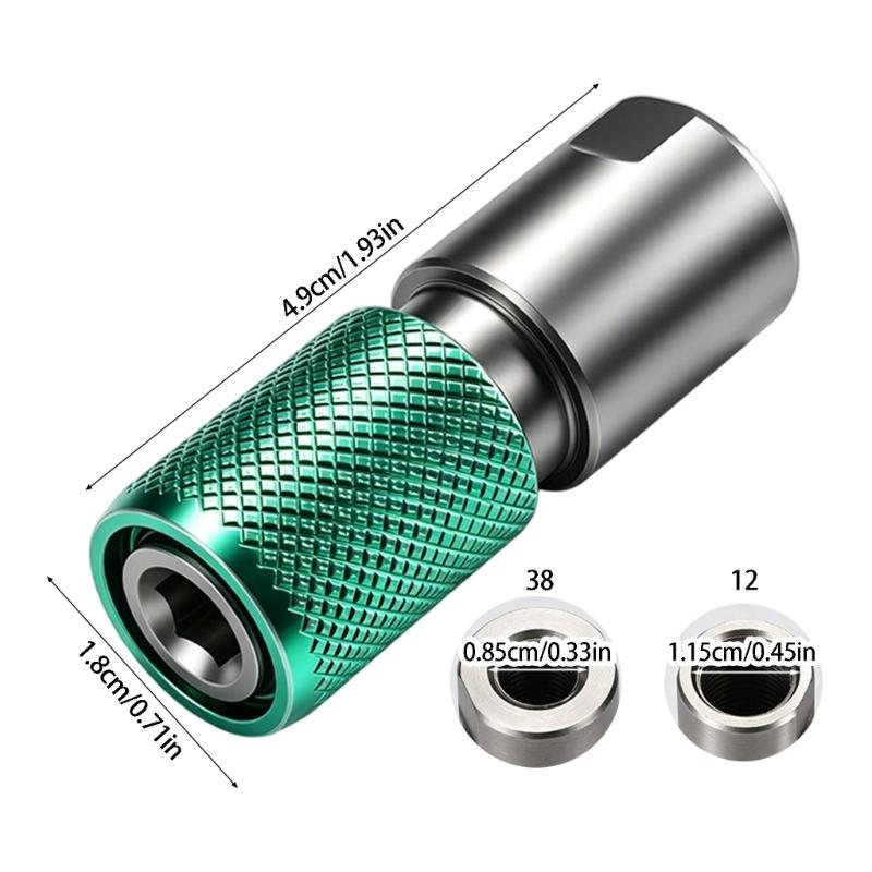 Polygonal Bit Opening Coupling Head for Drill To Screwdriver Use, Spring Retaining Collar and Knurled Grip for Repairs