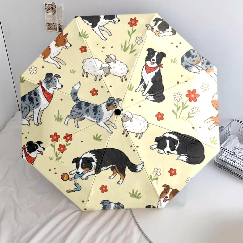 1 PC Automatic Folding Umbrella - Cute Dog Pattern, Portable & Foldable Design with 8 Ribs, Christmas Birthday Gifts