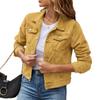 Damen Mode Revers Denim Jacke, Trendiger Einreiher mit Taschen