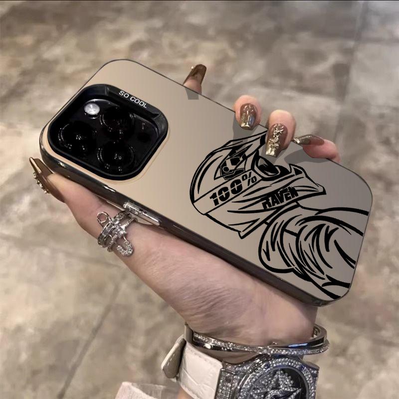 Trendy Motorcyclist Helmet Pattern Phone Case For iPhone 17 Pro Max 11 12 13 14 15 16 Plus XS XR X 17 Air 16E Shockproof Cover