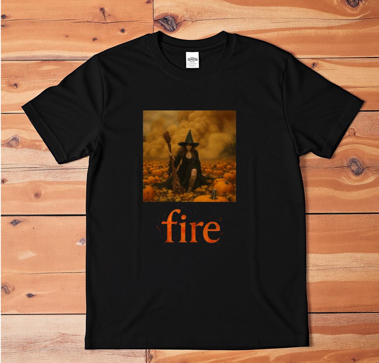 Halloween Demon Queen Graphic T-Shirt | Gothic Witch Vampire Horns Fiery Pumpkin L