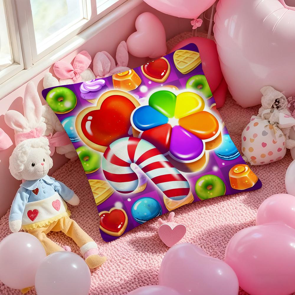 Games C-Candy Crush Sagaes Cushion Cover Pattern Printed Pillowcase for Living Room Sofa Cushion Cover & Bedroom Decor