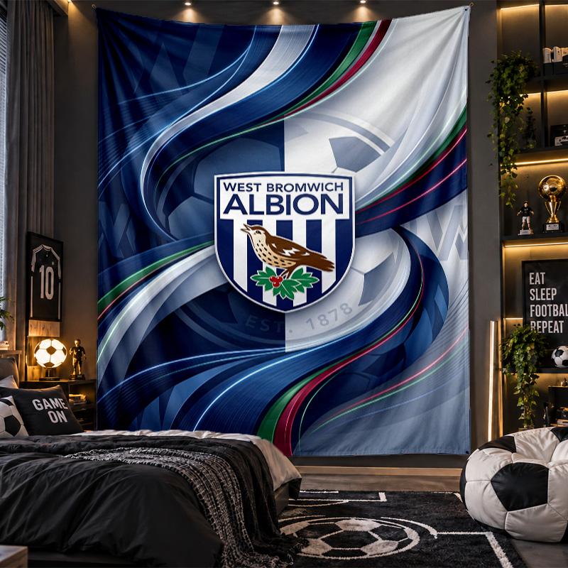 Wall Hanging Tapestry West Bromwich Albion Football Print Cloth for Living Room Bedroom Home Decor