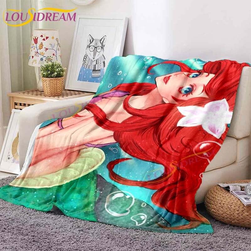 Плед Принцесса и Принц Классический Мультяшный Фланелевый Плед Русалочка Ариэль Плед-покрывало для Кровати Дивана Офиса Портативные Пледы 75x90cm