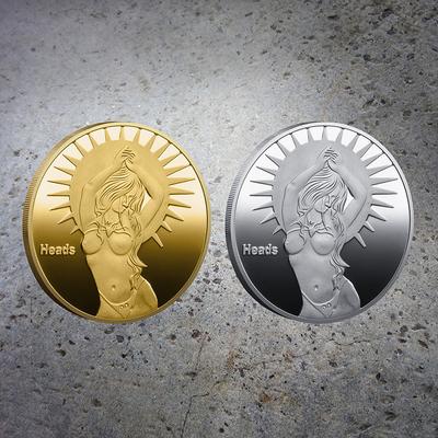 Lucky Girl Coin, Chance Coin, Beauty, Gold Plated Silver Plated Commemorative Coin, Gold Coin, Sexy Coin