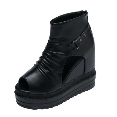 Moda 2025 Nuevas Sandalias de Plataforma con Cuña de Moda de Verano para Mujer Tacón Alto de 12 CM Boca de Pez Sexy Plataforma Impermeable Elevación Botas Frescas