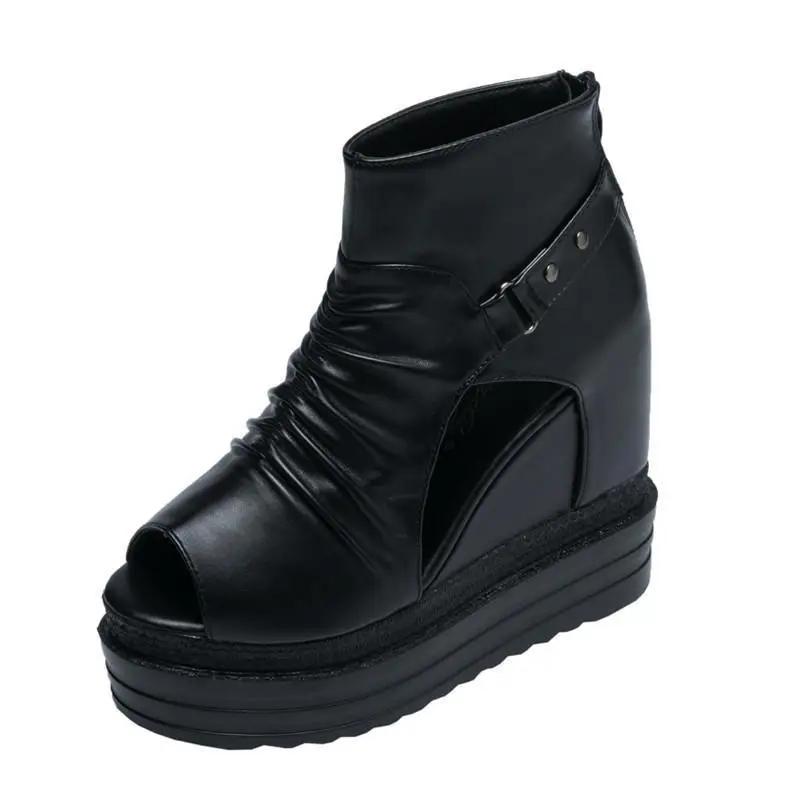 Fashion 2025 New Summer Fashion Platform Wedge Sandals Women 12CM High Heel Sexy Fish Mouth Waterproof Platform Elevation Cool Boots