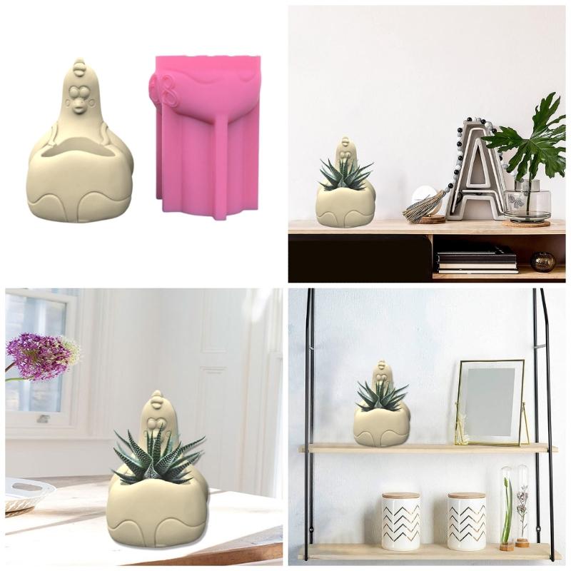 Cute Hen Candle Silicone Mold Cartoon Flower Pots Mold Candle Tray Mold Home Decorations Exploy Resin Molds DIY Crafts