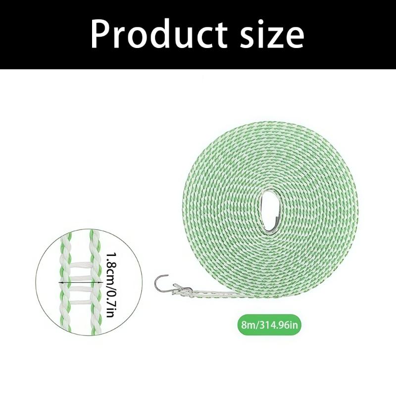 Laundry Line 2 Pack, Braided PE Portable Clothesline With Metal End Fittings for Clothes and Towels During Household, Travel or Outdoor Stays
