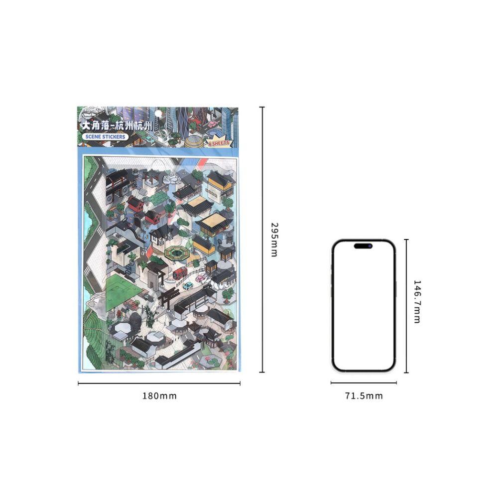 Creative Today's Business Series Miniature Scene Sticker Life Microcosm DIY Landscape Sticker Book Gift PET Cabin Scene Sticker