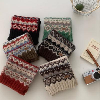 Fair Island Wind Wool Blended Knitted Scarf Women'S Autumn And Winter Wool Warm Student Christmas Wool Scarf