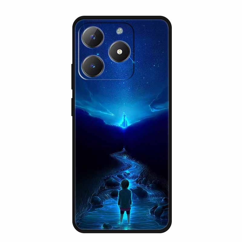 For Realme Narzo N61 Phone Case N 61 Coque Flowers Black Silicone Soft Back Cover For Realme Note 60 Case Note60 Funda Bags Capa