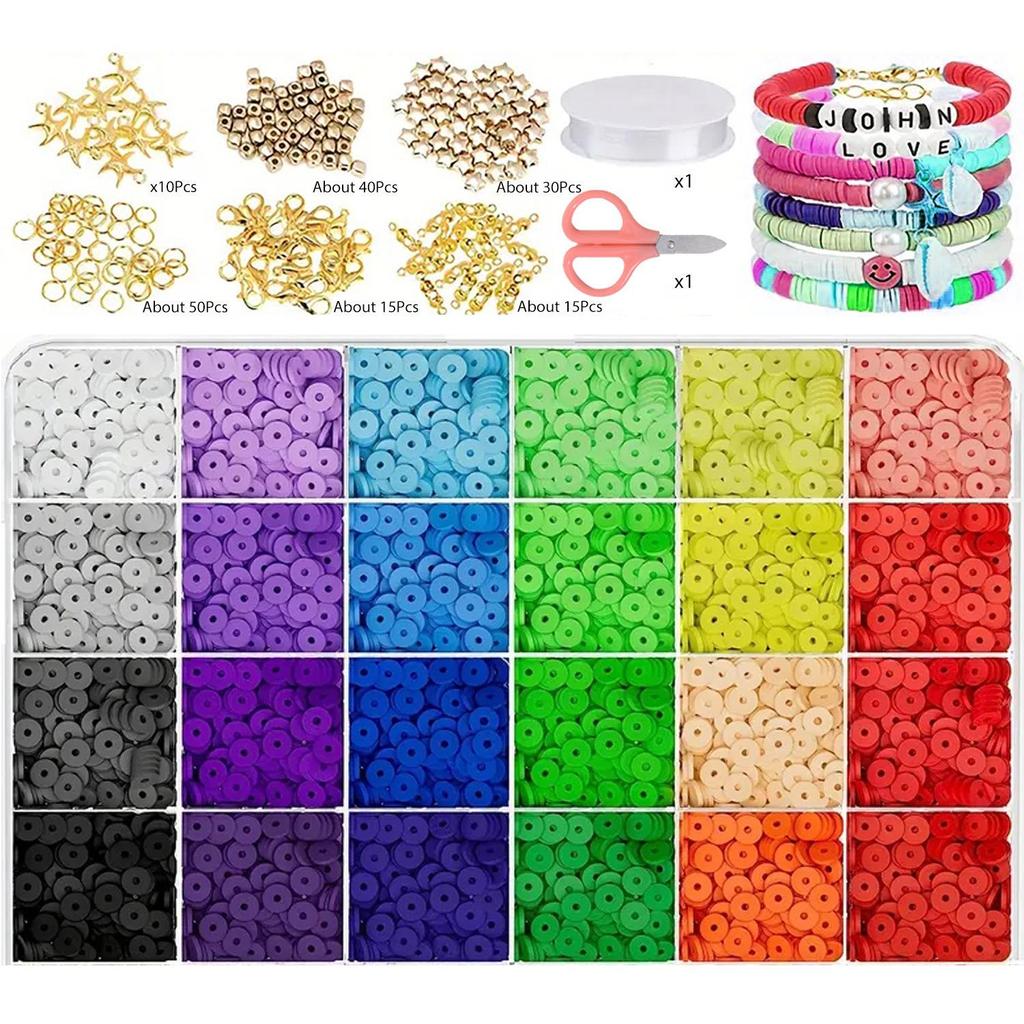 Polymer Clay Bead DIY Bracelet Kit - Beading Materials & Accessories Set