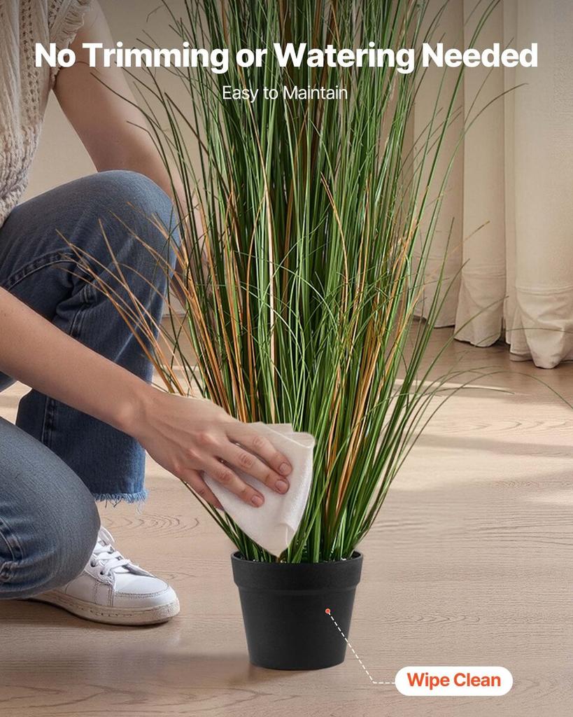 Artificial Grass Plant, 2 Pack 1499mm Faux Reed Flower Grass in Pot, Premium PVC Fake Greenery Shrubs Plant for Indoor Outdoor House Home Garden