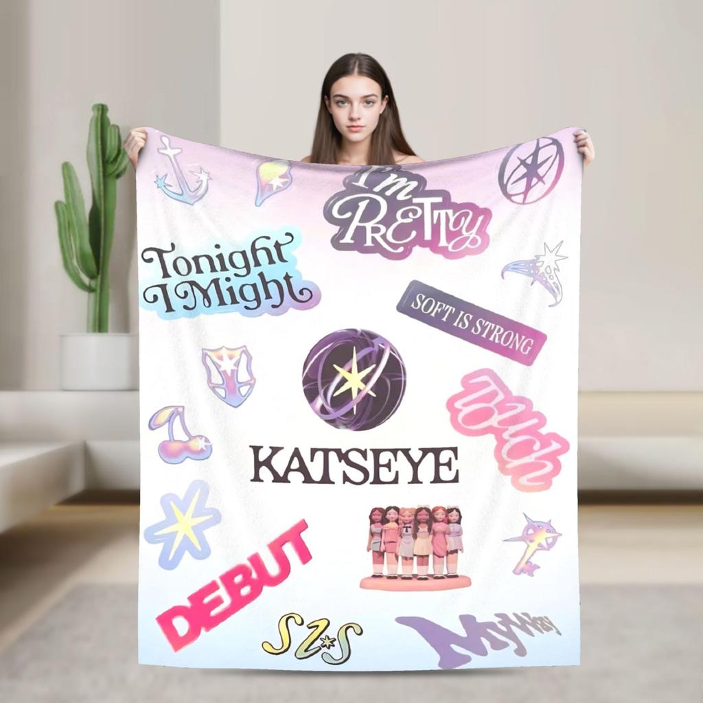 Manon Katseye Kpop Blanket Fleece All Season Portable Soft Throw Blankets for Home Bedroom Bedspread