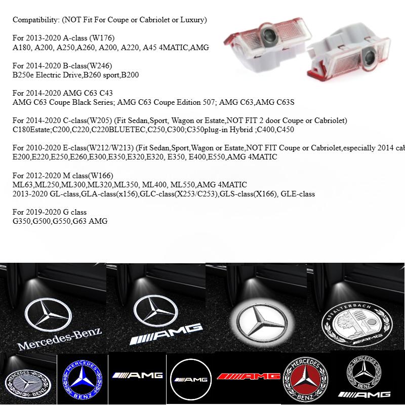 2 Stück HD Auto Willkommens-Türleuchten für Mercedes Benz E-Klasse C-Klasse A-Klasse B-Klasse GLB GLC GLE Amg LOGO Projektorlampe Auto Deko