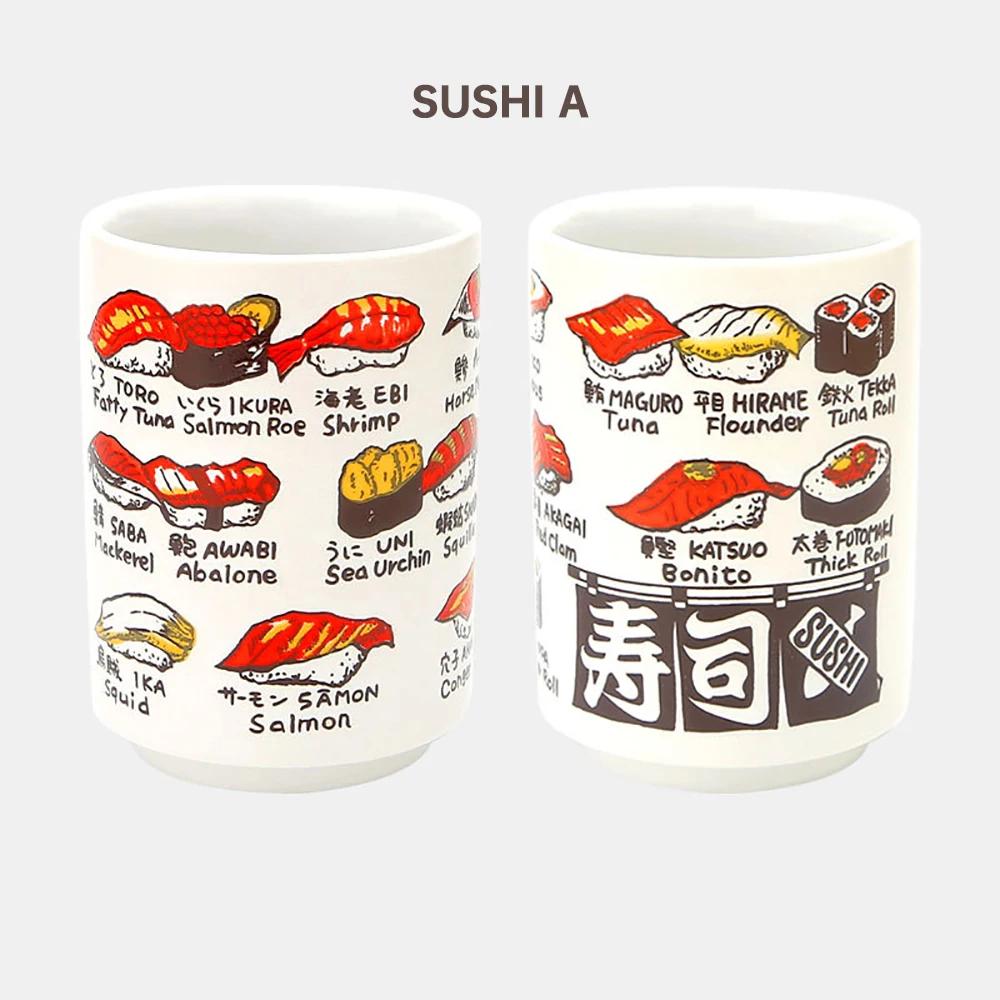 Japanische Impression Keramiktassen 300ml Tee Wein Sushi Sake Becher Lustige Familienrestaurant Dekoration Reisegeschenk für Freunde