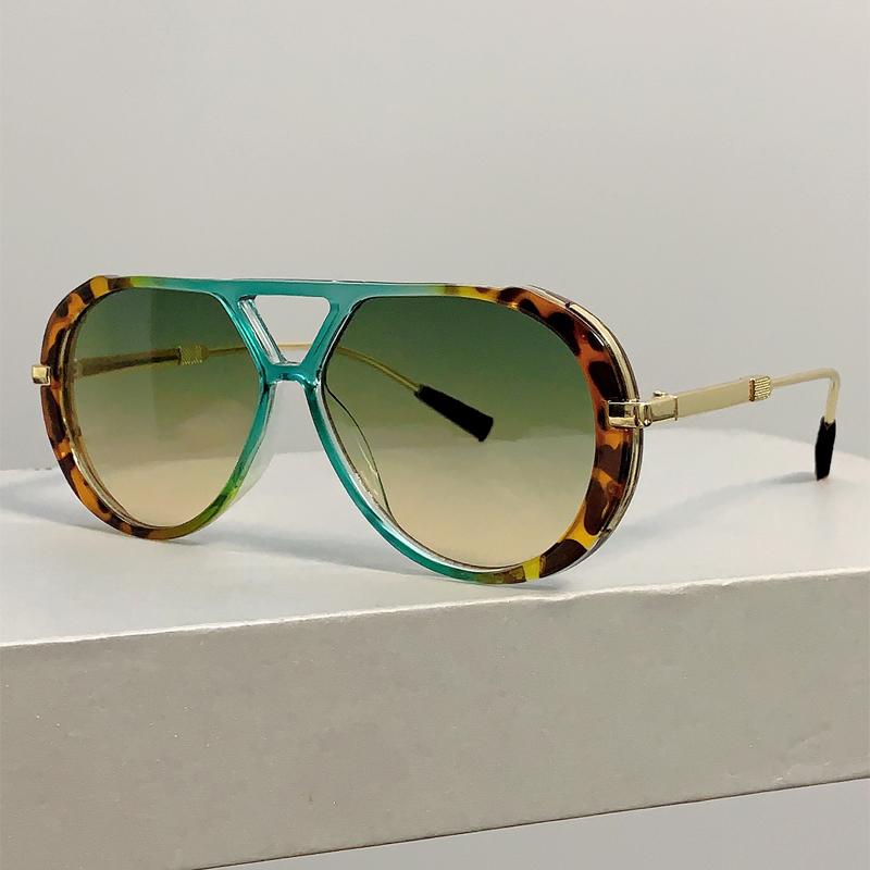 1/2 Pcs Vintage Pilot Sunglasses Fashion Double Bridge Gradient Multi-color Casual Shades Women Trendy Luxury Design Sun Glasses