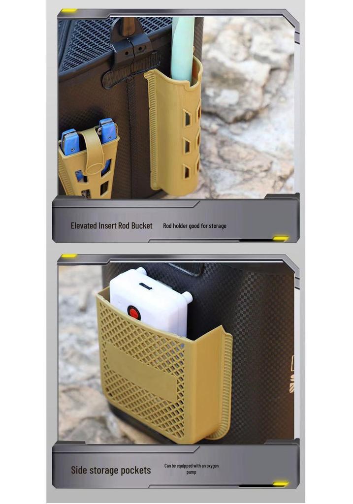 Foldable Multi-Purpose EVA Fishing Bucket: Portable Live Fish Keeper and Lure Container for Outdoor Use.