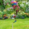 Hot Air Balloon Wind Spinner Rainbow Windmill Ornament Wind Twister Outdoor Spiral Windmill for Home Garden Lawn Decor
