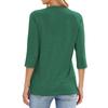 Women's Color Casual Fashion Round Neck Button Seven Quarter Sleeve Top