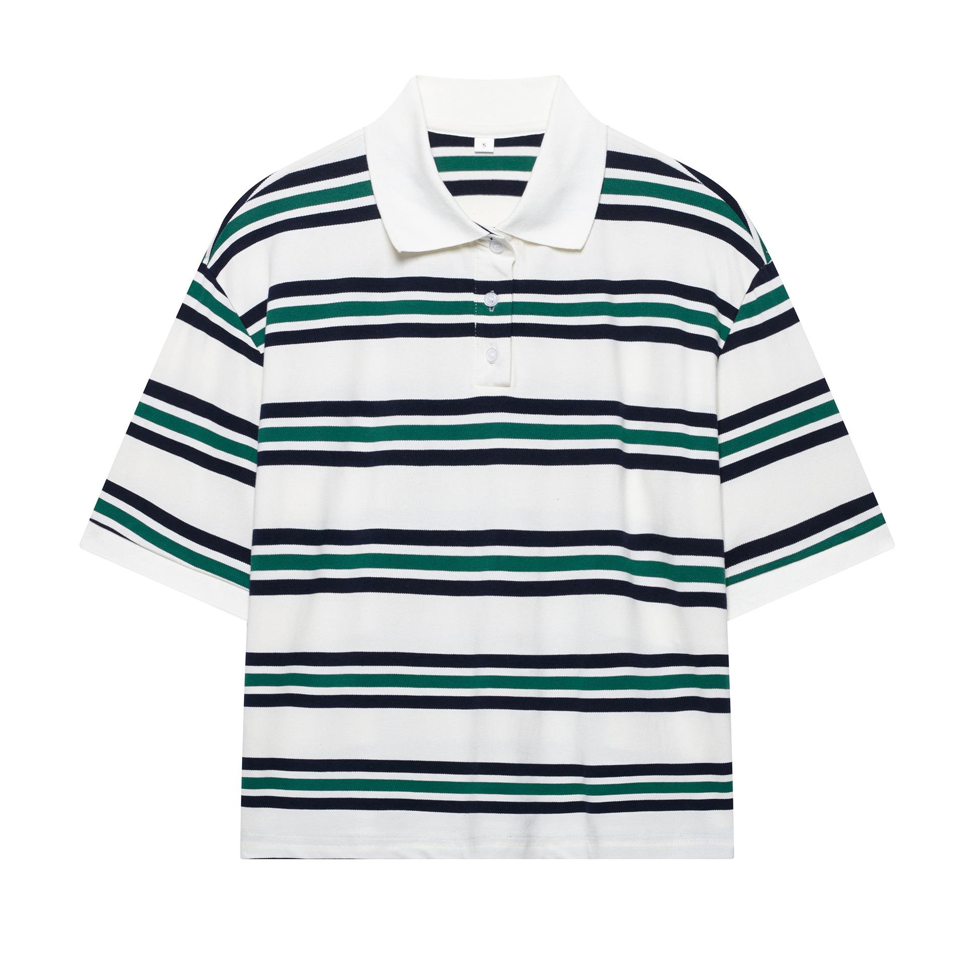 

DAFIFY Женские модные повседневные летние весенние полосатые рубашки с короткими рукавами и воротником-поло с принтом, блузки и рубашки L