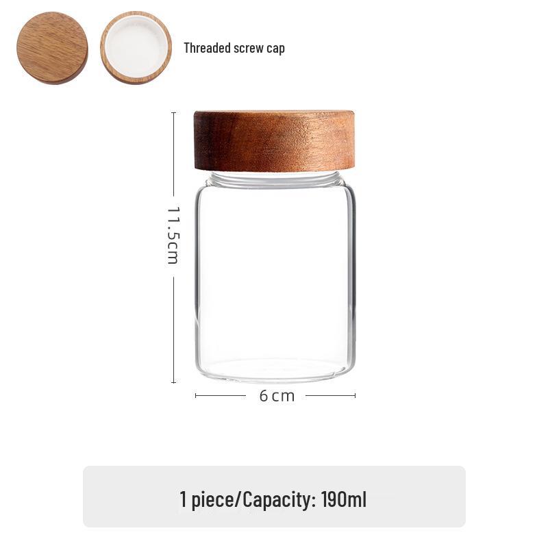 High Borosilicate Threaded Glass Storage Jar for Kitchen Grains and Coffee Beans.