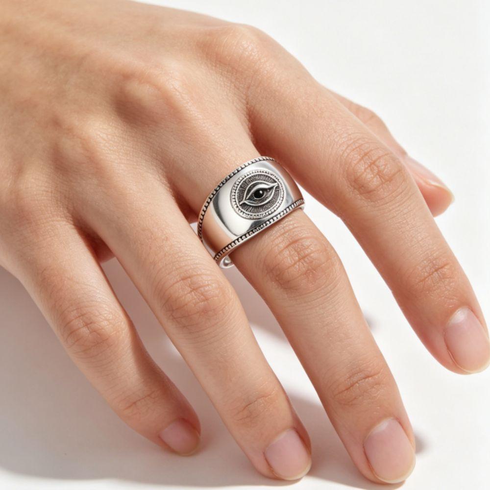 Gothic Punk Eye Finger Ring Adjustable Silver Rings Fashion Opening Rings Hip Hop