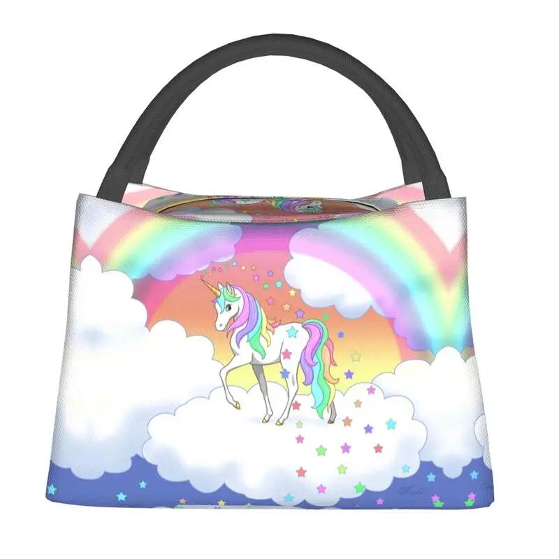 Custom Cartoon Unicorns Rainbows Lunch Bags Men Women Warm Cooler Insulated Lunch Boxes for Office Travel