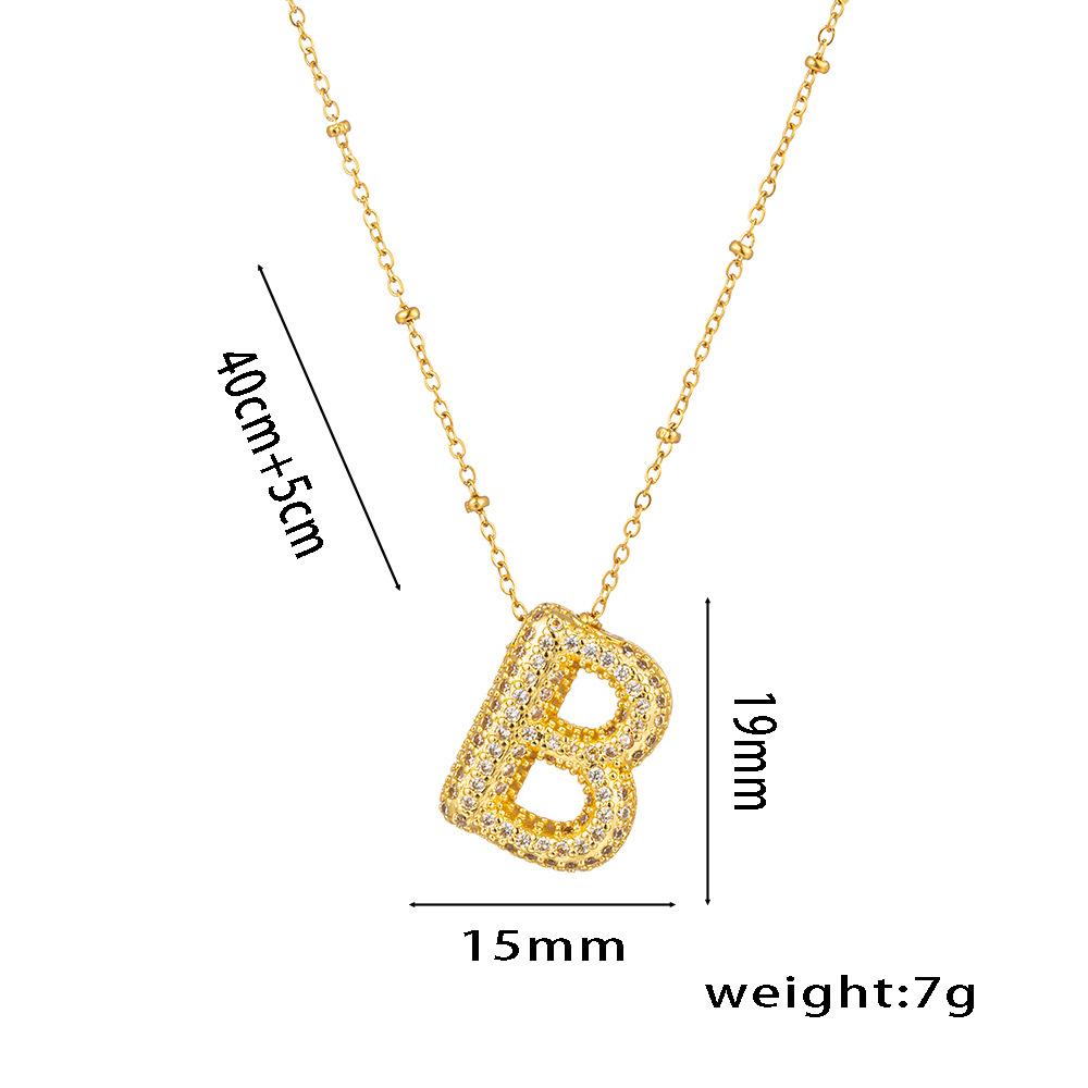 Fashion 26 Bubble Letter Initial Pendant18k Gold Plated Micropaved Full Zirconia Stone Chain Couple Necklace Women Jewelry