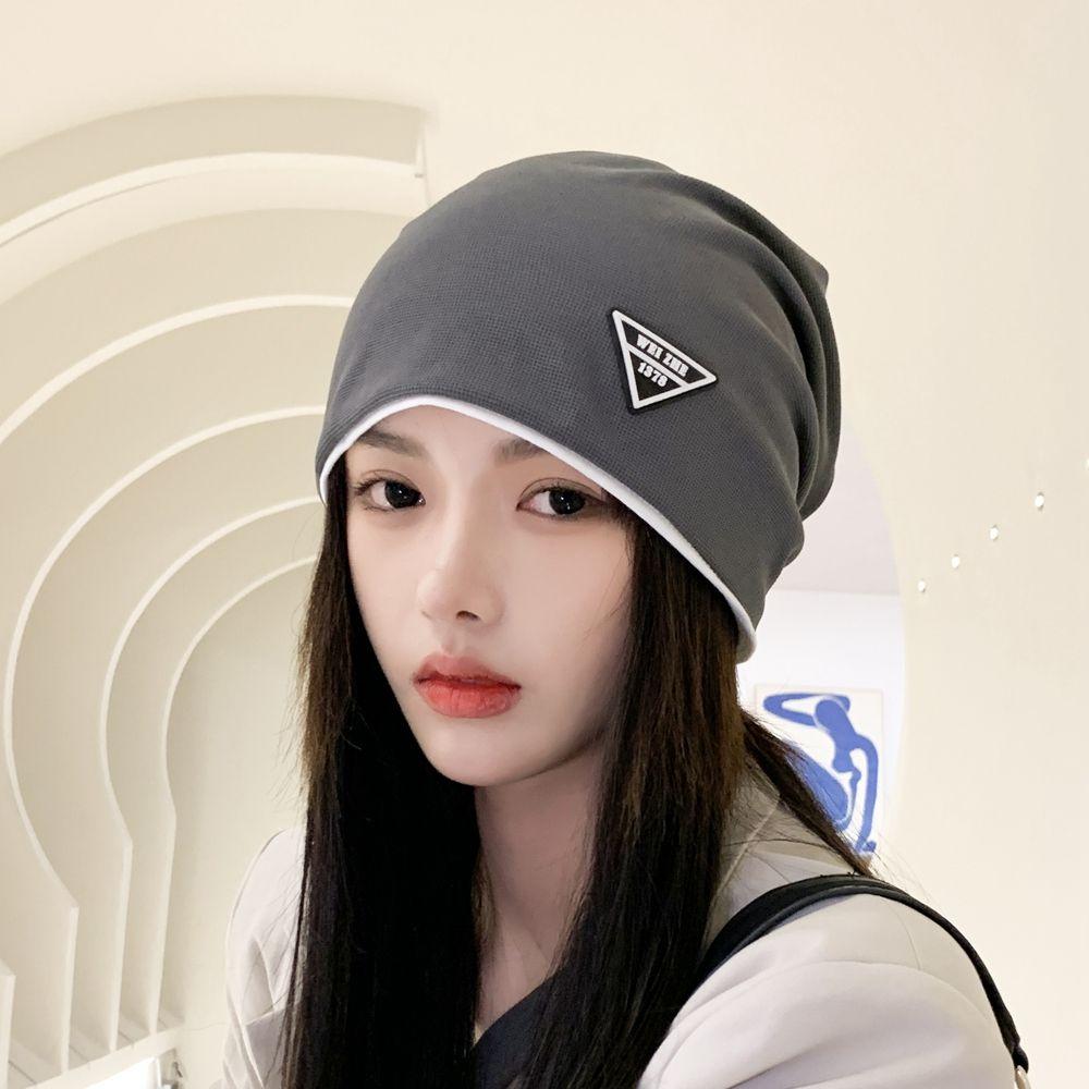 Letter Inverted Triangle Label For Men Male Women Warm Cap Beanie Hat Knitted Hat Korean Style Caps