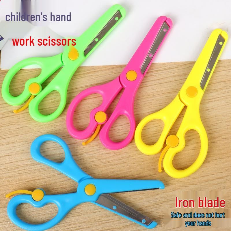 Children's Safety Scissors - Colored, Round-Head, Metal with Plastic Handles for Kindergarten Crafts.