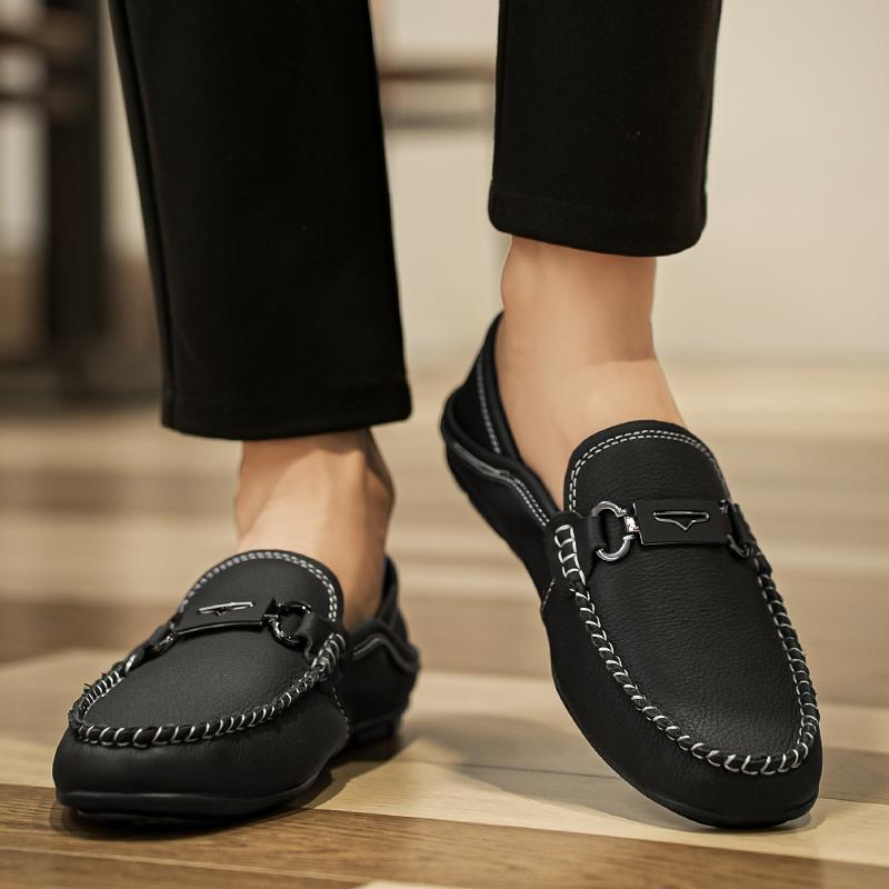 Fashion Comfort Genuine Leather Men Loafers All-match Lazy Shoes Breathable Moccasins Fashion Men Casual Shoes Slip-on Men Walking Shoes