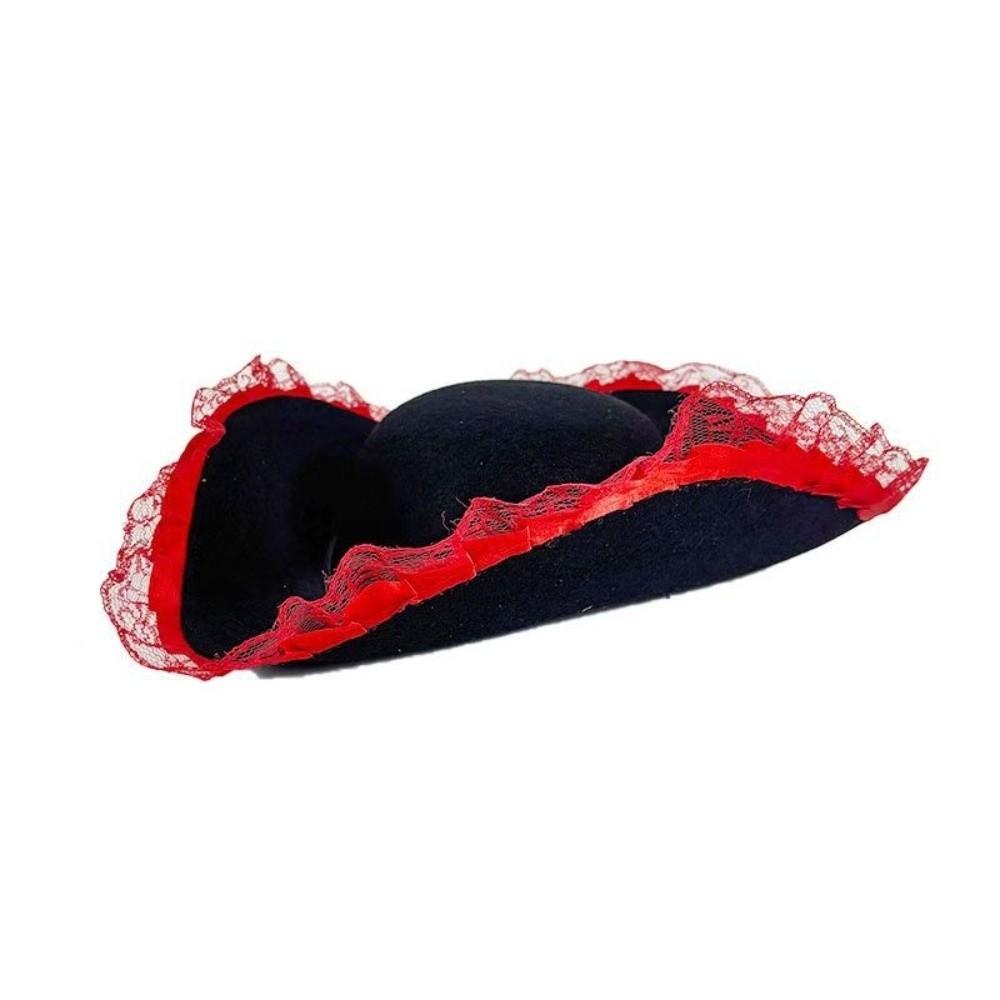 Feather Pirate Hat Lace Trim Pirate Costume Hat Dress-up Captain Hat  Masquerade