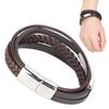 20.5cm Men MultiLayer Bracelet Woven Bracelet Hand Wristband with Magnetic Buckle(Black )