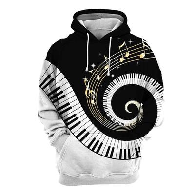 2026 Frühling Herbst Herren Damen Hoodie Klavier Gitarre 3D Gedruckter Pullover Mode Langarm Kapuzenkleidung Männlich Beliebte Streetwear