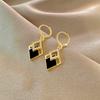 2025 Trending Black Rhinestone Statement Earrings for Women Korean Gold Color Buckle Pendants Hanging Designer Earrings Jewelry