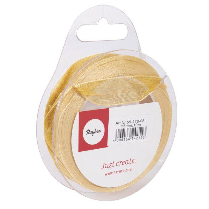 Ruban organdi, 15 mm, rouleau 10 m, or