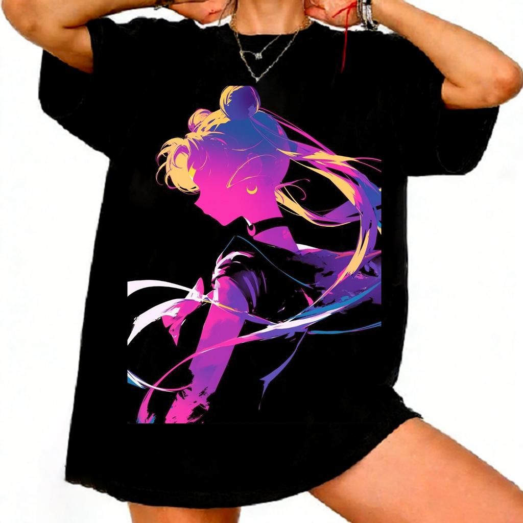 Sailor Moon Retro 90s Anime Graphic T Shirt Summer Cotton Unisex Women Tee Streetwear Casual Trend Short Sleeve Couple Hip Hop Top
