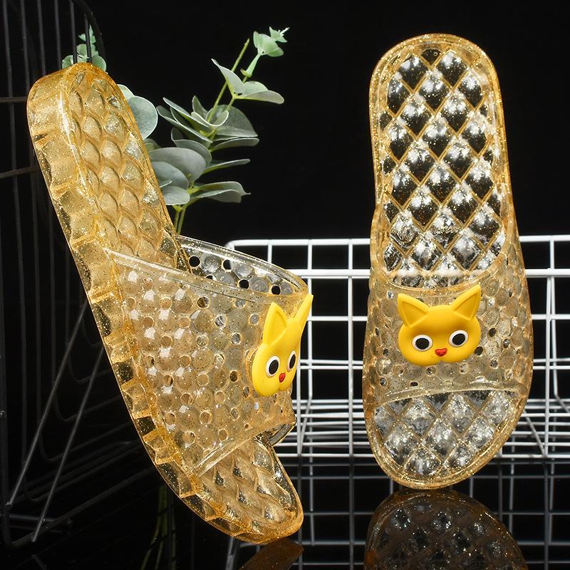 Women's Non-Slip Crystal Clear Mid-Heel Slippers - Comfortable & Foot-Friendly for Bathing & Home Use