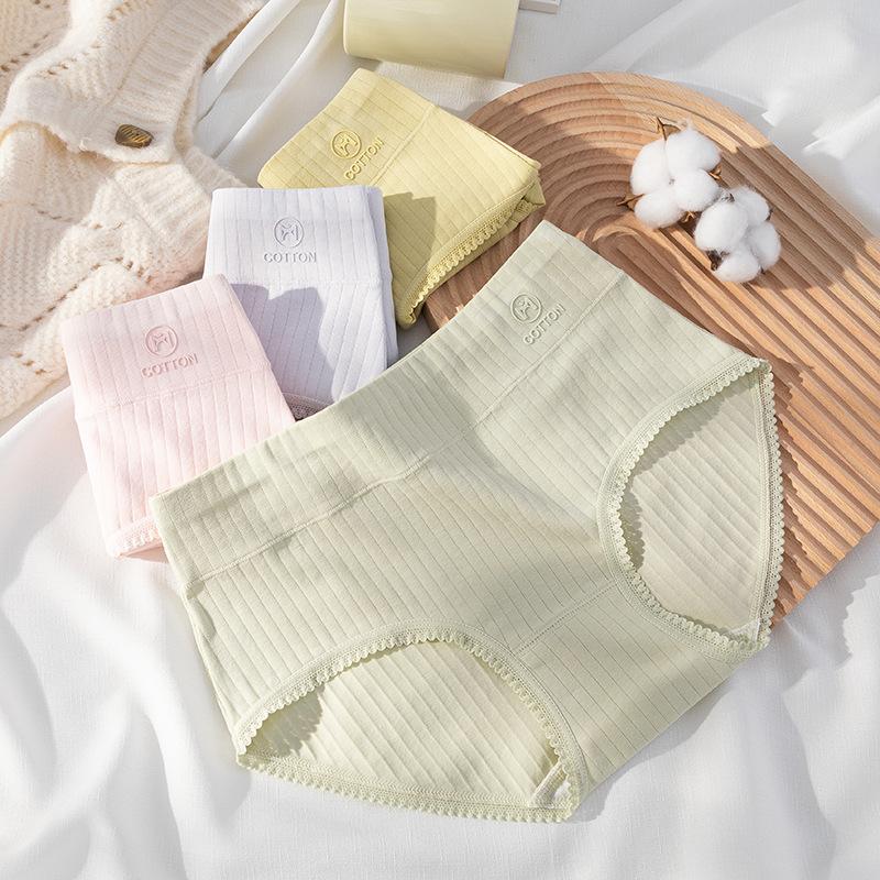 10A Antibacterial Pure Cotton Women's Underwear Graphene Crotch Women's Pure Cotton Printed Mid Waist Cotton Underwear