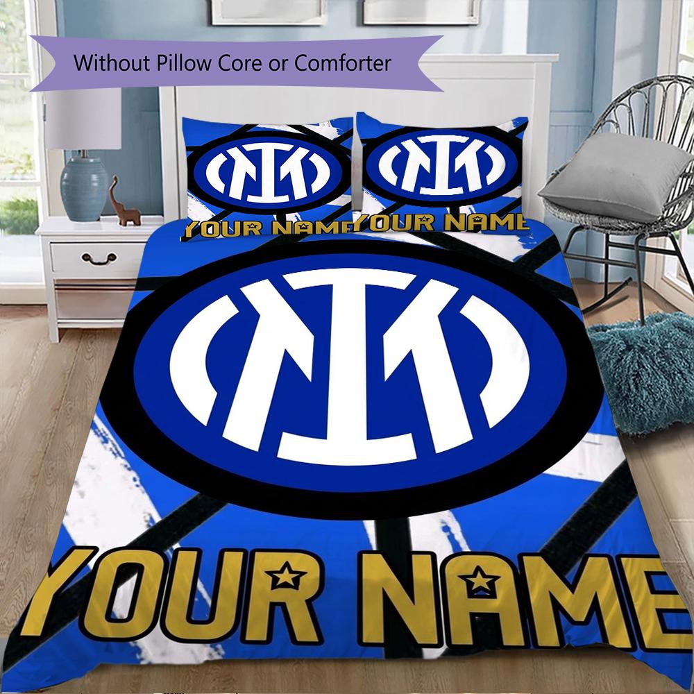 Set Copripiumino con Nome Personalizzato e Motivo Inter Milan Federa Decorazione per la Casa Regalo di Compleanno (1* copripiumino+2*federe senza imbottitura)