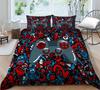 3D Bedding Single Double Bed Game Machine Printed Pillowcase and Quilt Cover 2/3 Pieces for Boys and Men Game Lovers Comfortable Household Bedding