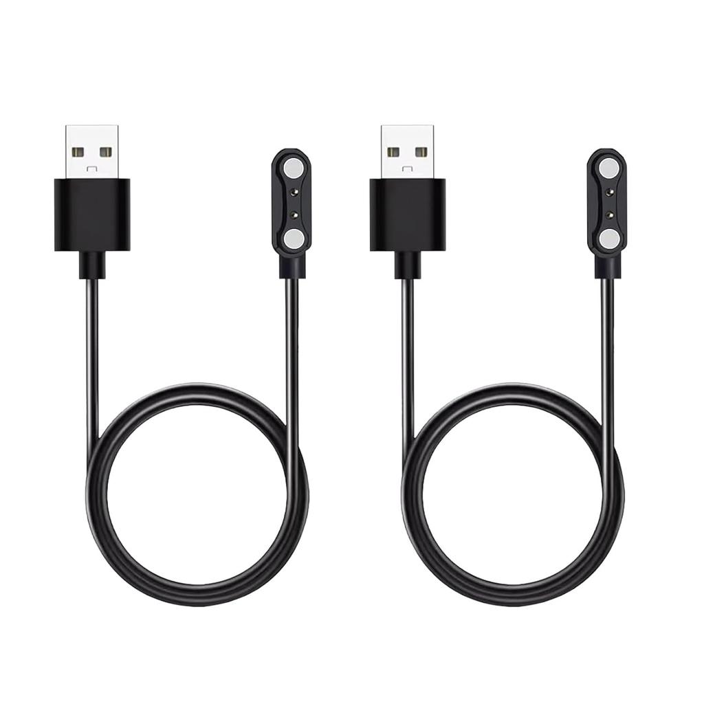 2 Stuks Universele Smartwatch Oplader, 2-Pin 4 mm Magnetische USB Oplaadkabel, Universeel Vervangend Oplaadsnoer voor Smartwatch & Fitness Tracker