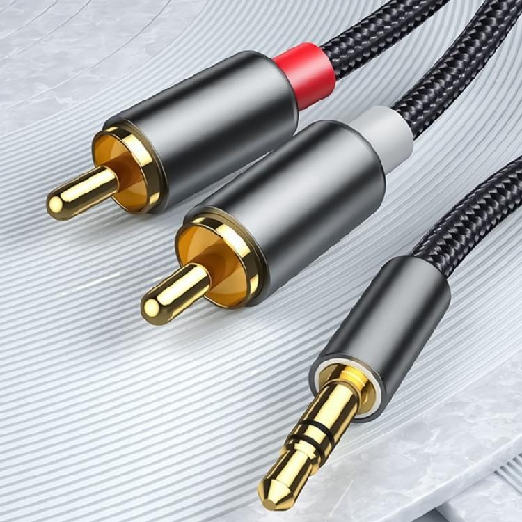 Reliable 3.5mm Auxiliary to 2RCA Audios Cable for Clear Audios Output and Broad Device Compatibility for Phone Speakers