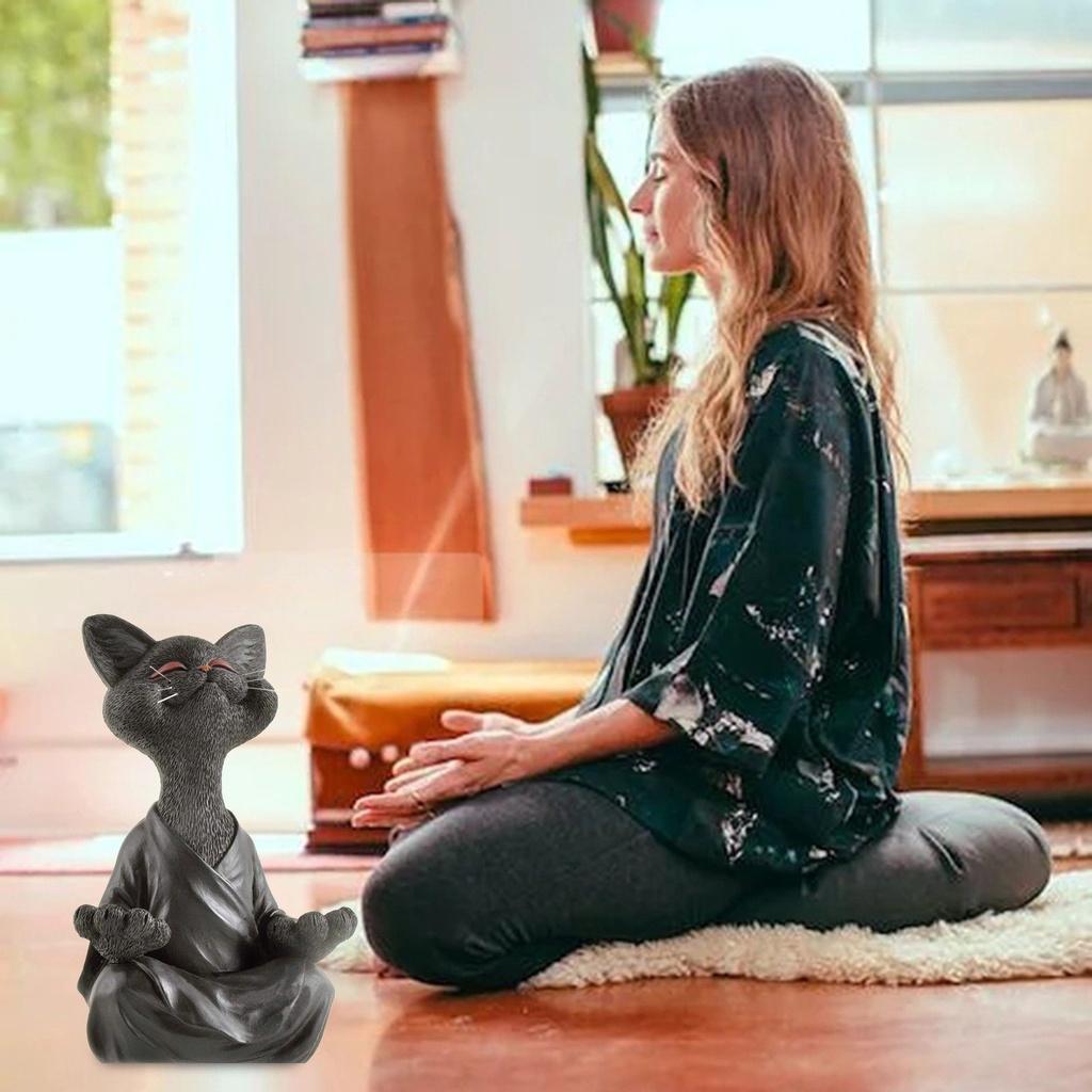 Cat Whimsical Buddha Figurine Meditation Yoga Collectible Home Decor Lover Gifts