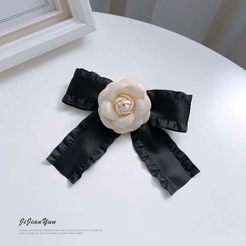 Elegant Camellia Bow Brooch: Retro Pearl Flower Corsage Pin